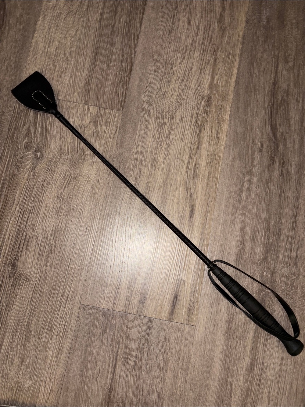 Black Leather Riding Crop with Wrist Strap